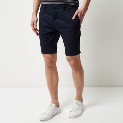 Navy skinny fit bermuda shorts